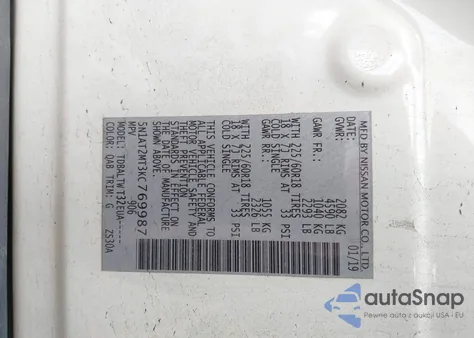 2019 Nissan Rogue Sv from USA, damaged, VIN 5N1AT2MT3KC769987